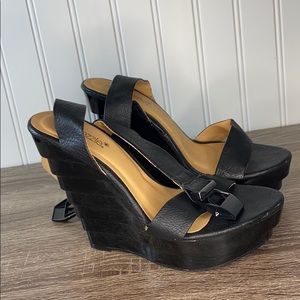 Black wedge with ankle wrap